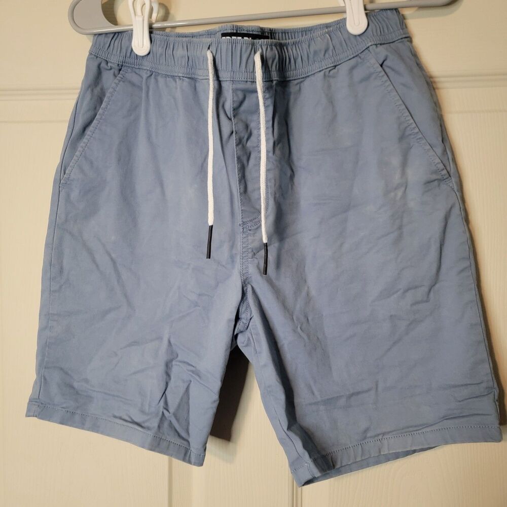 Free Planet Shorts Mens Medium Blue Organic Cotton Chino Drawstring Stretch